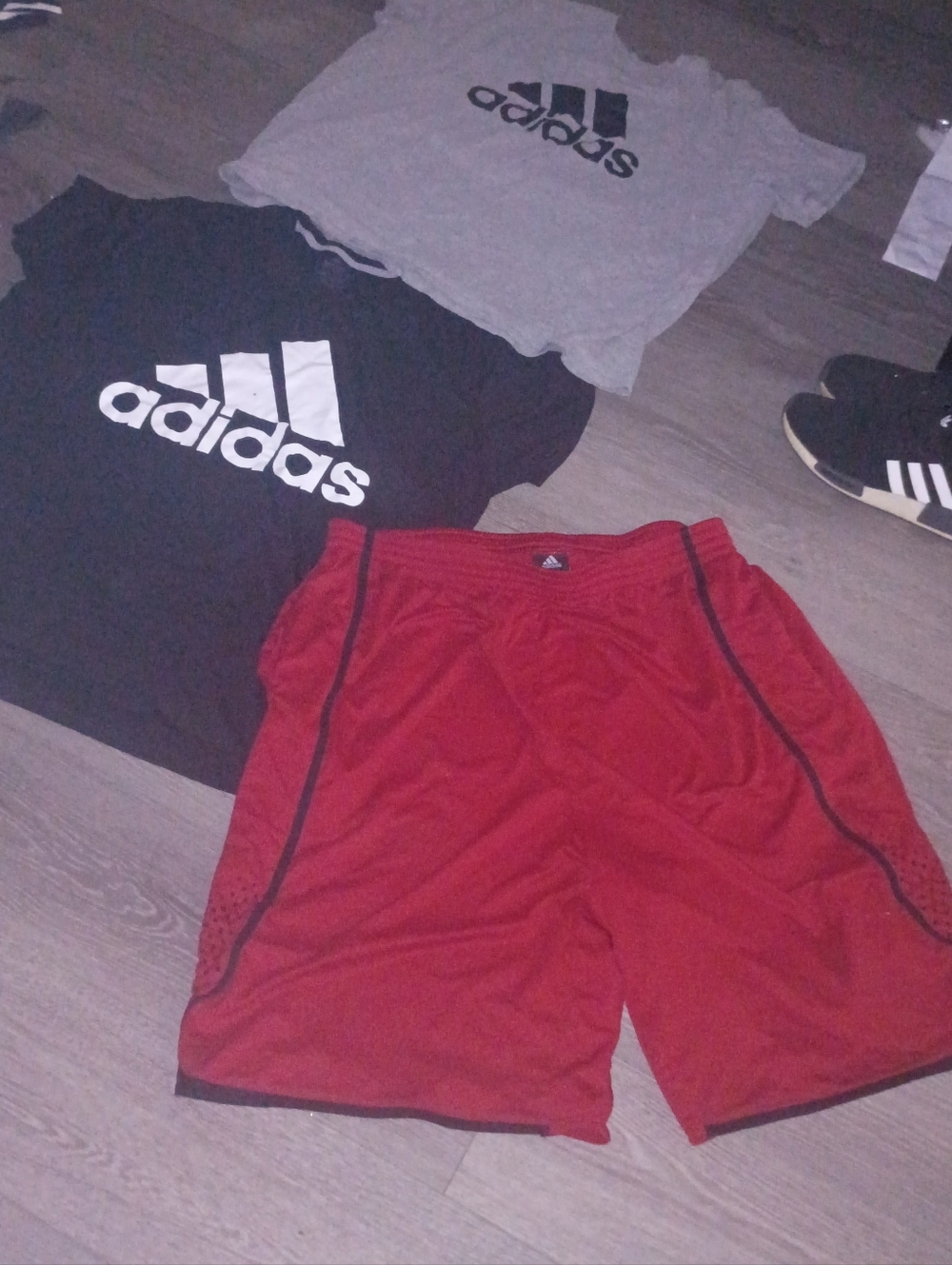 adidas Men's Red Athletic Shorts with Black Trim